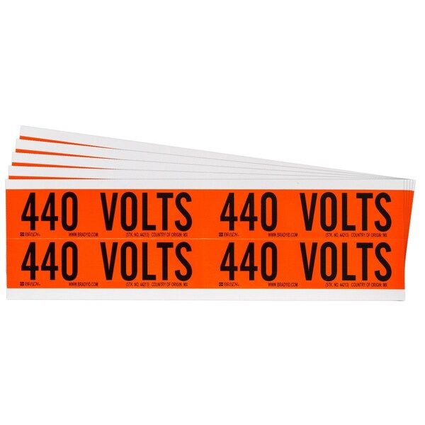 440 Volts Conduit and Voltage Lbls 1.125 in H x 4.125 in W BK on OR 5/PK